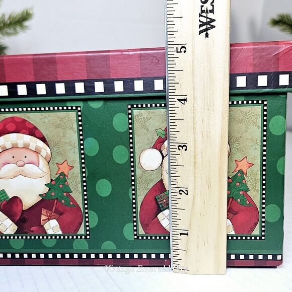 Cozy Santa Claus Gift Box Classic Christmas Cartoon Holiday Storage Keepsake Red - Picture 6 of 10